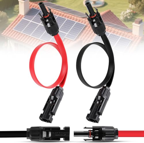 2 Stück Solarpanel Flachkabel, Fensterdurchführung Stromkabel, IP67 Flexibles PV Kabel 4mm² mit Stecker und Kupplung, MC4 Kabel, Verlängerungskabel Flach Solarkabel für Balkonkraftwerk (50cm)