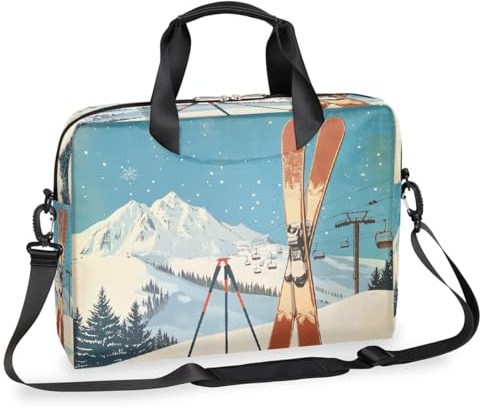 Skis Snow Mountain Sacoche pour ordinateur portable pour homme et femme 15,7 avec bandoulière amovible