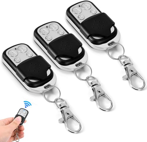 Viitech Lot de 3 télécommandes universelles pour porte de garage - Télécommande 433 MHz - Duplicateur de porte-clés sans fil - Fréquence fixe 433,92 MHz - Ouverture de portail automatique
