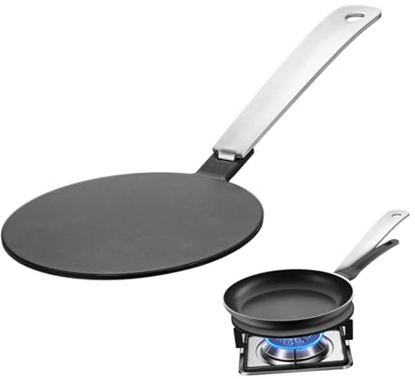 FUNNETOYU Black Stainless Steel Induction Adapter Plate Heat Diffuser with Handle Stove Heat Conduction Protector for Ceramic Glass Iron Cookware Easy-Clean Induction Hob Mat for Electric