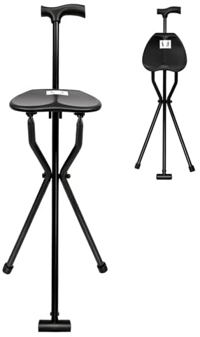 Walking Stick with Seat 249lbs Capacity Folding Cane with Seat Non-Slip Handle & Feet & Foldable Hiking Lightweight Aluminium Walking Stick & Portable Stool for Adults, Elderly,Travel, Queue,Waiting