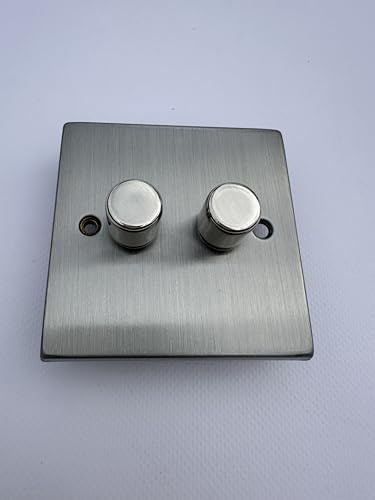 Axiom LED Dimmer Switch, Satin Chrome, 2 Gang 2 Way, 150W Capacity, Professional Wall Mounted Light Control