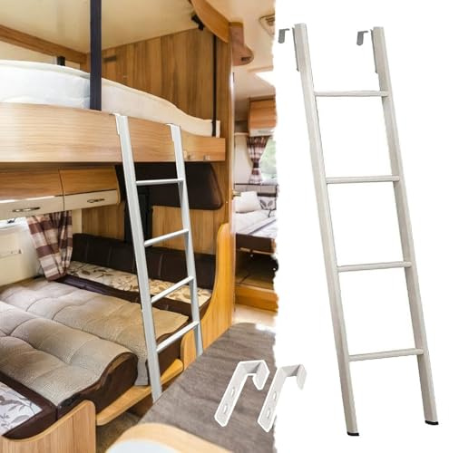 Scaletta Letto a Castello Scala per Letto a Castello per Camper, Scale A Castello In Metallo Regolabili con Piedini Antiscivolo E Gancio, 120 135 140 145 150 160 165 170 180 Cm Scala(145cm/57)