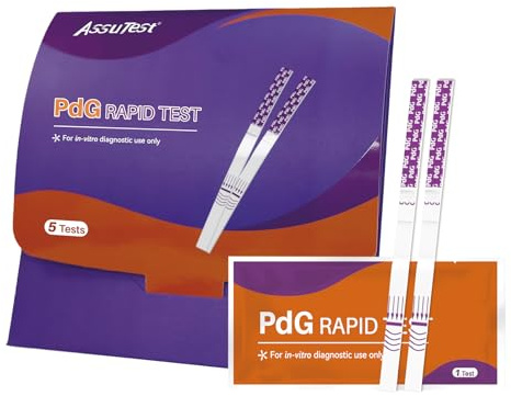 AssuTest PdG Test Strips Progesterone Urine Test for Confirming Ovulation, At-Home Fertility Ovulation Test, Detection Accuracy, Individually Foil-Sealed, 5 Count