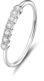 Ayoiow Ringe für Valentinstag, Diamant Stapeln Dünner Bänder Empfindlich Vorsteckring für Ehering, Platin 950 Größe 54 (17.2)