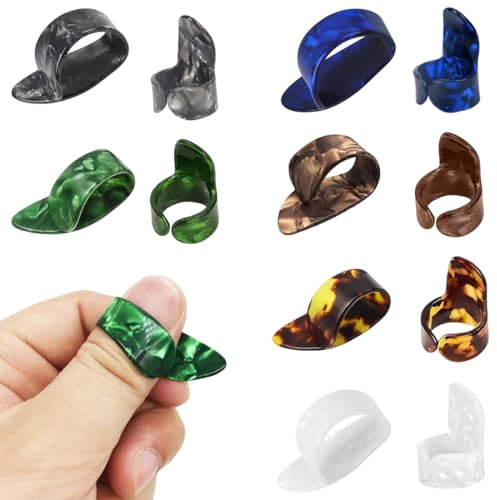 12 Stück Gitarren Plektrum Plektrum, Plektren Gitarre, Guitar Picks, Daumen Finger Picks für Gitarre, E-Gitarre, Bass Celluloid Finger Pick