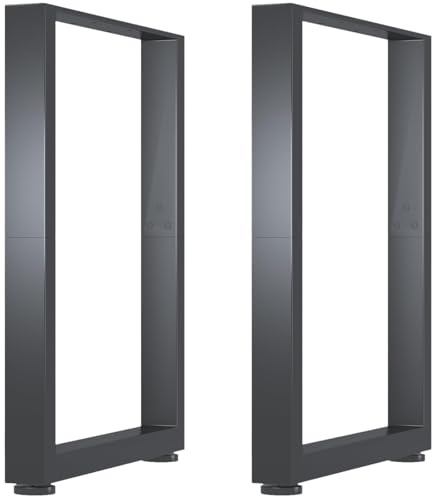 HoomTop Table Leg Set 2-Pack (60x72.5cm) - Heavy Duty Square - Shaped Black Industrial Metal DIY Furniture Legs for Standing Bench Desk Dining Table Workbench and Coffee Table
