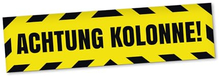 PantherPixel Magnetschild Achtung Kolonne Kolonnenverkehr LKW Magnetfolie Wetterfest Magnetisch 30 x 8 cm Reflektierend