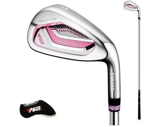 Mazza da golf da donna n. 7 in ferro per destrorsi, pratica con copritesta, superficie leggera in titanio (#7, albero in acciaio)