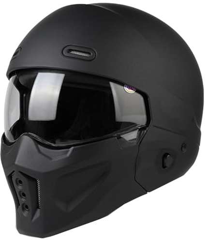 Casco Moto Integrali Elmetto Cross E Off-Road Con Visiera Caschi Apribili e Modulari Retrò Approvato DOTECE Casco Integrato Adatto A Tutte Le Stagioni Per Adulti Uomini Donne H,S:55-56CM