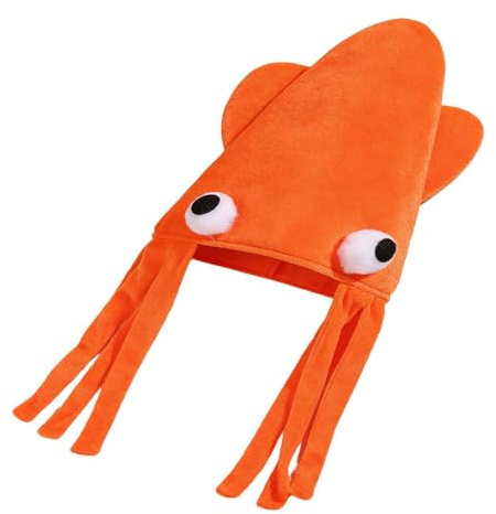 Huxibai Gorros Divertidos, de Peluche, Transpirable, con Forma de Calamar | Gorros de Animales Marinos para | para Halloween, Navidad, de Cumpleaños, Fotografía, Espectáculos, Niños,