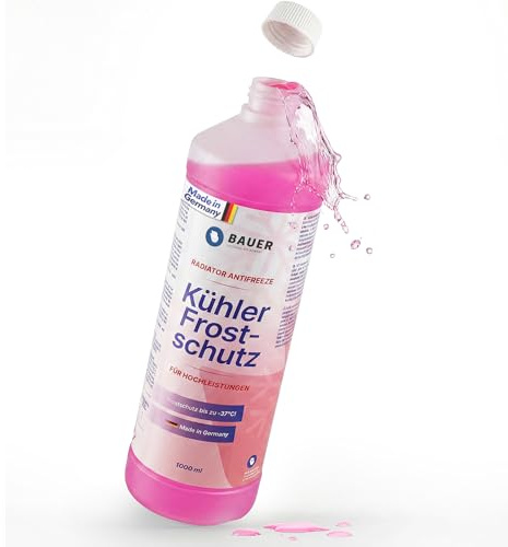 Bauer Blue Kühlerfrostschutz G12 Rot Konzentrat – bis -37°C Frostschutz – Langzeit Kühlmittel für PKW, LKW & Motoren – Antifreeze Coolant Kühlerflüssigkeit – für VW, Audi, BMW, Mercedes geeignet