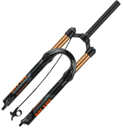 LHHL MTB Forcella Ammortizzata Bici 26 27.5”29 Dritto 1 1/8 forcelle Ammortizzata Corsa 100mm QR 9mm Freno Disco Forcelle Aria con Ammortizzatore Blocco Remoto per AM, XC(Gold,29)