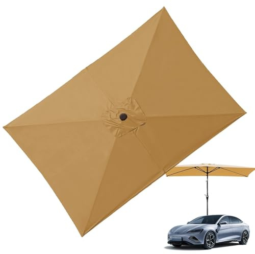 Genérico Toldo de Reposición para Paraguas de Patio - Sombrilla Rectangular de 6 Varas | Parasol de Sombra de 200x300 cm | Para Exterior, Jardín, Terraza, Césped, Camping y Picnic
