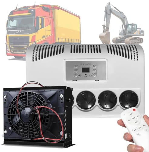Climatiseur de cabine de camion 12 V/24 V avec télécommande, climatiseur split pour camping-cars, camions et tracteurs, climatiseur électrique split CC - Refroidissement rapide