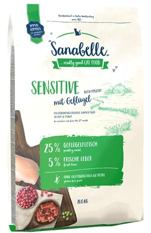 Sanabelle Sensitive mit Geflügel, 1er Pack (1 x 10 kg Packung) - Katzenfutter