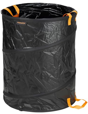 Fiskars Stora PopUp-trädgårdssäck med Handtag, Kapacitet: 172 Liter