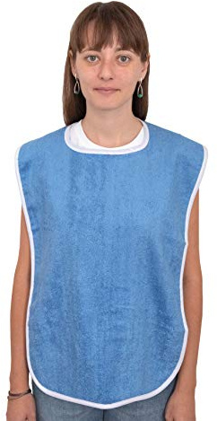 Adult Bibs for Eating - Adult Bibs for Women - Bib for Men & Seniors - Bib for Adults, Clothing Protector, 100% Cotton Terry Cloth, Large 18x30, Absorbent, Machine Washable, Blue, 12 Pack