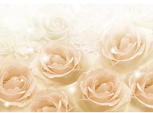 Runa Art Papier peint intissé 396 x 280 cm fleurs roses | Toison Décoration Murale Salon Chambre á Coucherr | Fabrication Allemande | jaune 9412012b