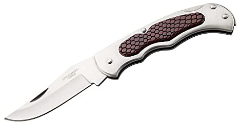 Herbertz, Taschenmesser, Klappmesser, Klinge: 8.5 cm, 585212, Stahl AISI 420, Nagelhau, Back Lock, Edelstahlheft, beidseitig braune Rindsledereinlagen