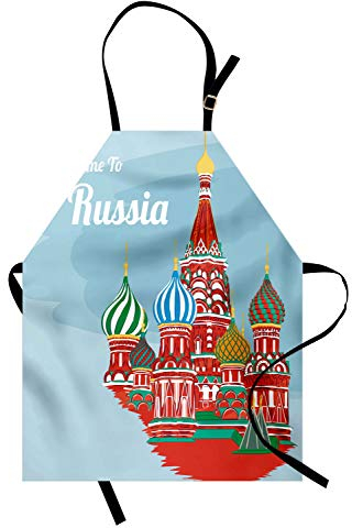 ABAKUHAUS Russisch Kochschürze, Architektur slawische Kunst, maschienenwaschbarer Digitaldruck Farbfest, Pale Sky Blue Multicolor