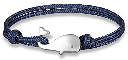 EXINOX Pulsera de Cuerda con Cierre de Ballena | Hombre Mujer | Estilo Nautico Mar Vida Marina (Azul Marino)