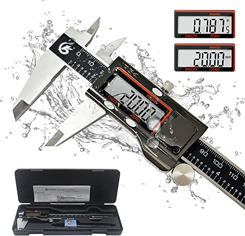 KETOTEK Digital Caliper Measuring Tool, IP54 Waterproof Stainless Steel Electronic Vernier Caliper 6 Inch/150mm Digital Micrometer with Large LCD Screen