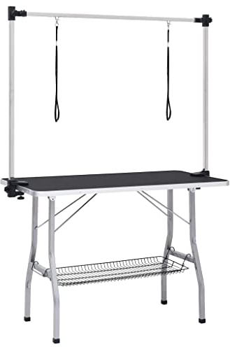 vidaXL Trimmtisch Verstellbar Hunde 2 Schlaufen Korb Schertisch Pflegetisch