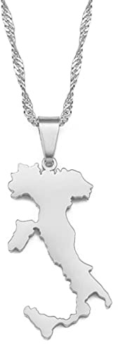 LIUZIXI Italie Sicile Et Sardaigne Carte Pendentif Collier - Charme Hip Hop Carte Italienne Pendentif pour Femmes Hommes - Polissage Chaîne Fine Bijoux D'Amitié Cadeau Patriotique