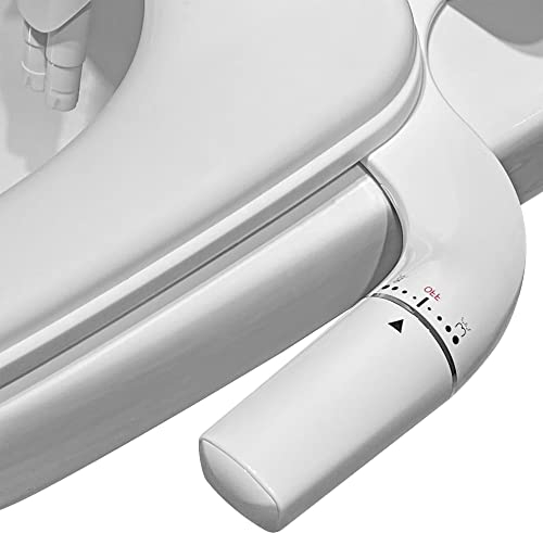 WITHLENT Bidet Aufsatz - Ultra-Slim linkes Hand Bidet Nicht Elektrisch Einsatz Für Toilette mit,Doppel Düsen Bidet Toilettenaufsatz,Front- und Heckreinigung,WC-Aufsatz,Po-Dusche, Taharet,Weiß