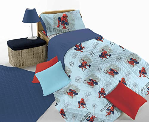 Spiderman Tagesdecke für Einzelbett, gesteppt, Baumwolle, 170 x 270 cm, offizielles Produkt