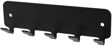 INOGS Schlüsselbrett (Schwarz) - 5er Hakenleiste für Schlüssel - Schlüsselboard für Wand - Metall Schlüsselhalter mit und ohne Bohren zum Kleben - Key Board Wall - Schlüsselleiste mit Fünf Haken