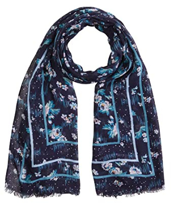 Vera Bradley Women's Lightweight Soft Fringe Scarf, Navy Garden, One Size