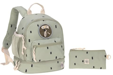 LÄSSIG Barnryggsäck med bröstband dagisväska dagis ryggsäck 27 cm, 6,5 liter, 3 år/mini ryggsäck Happy Prints, ljus oliv