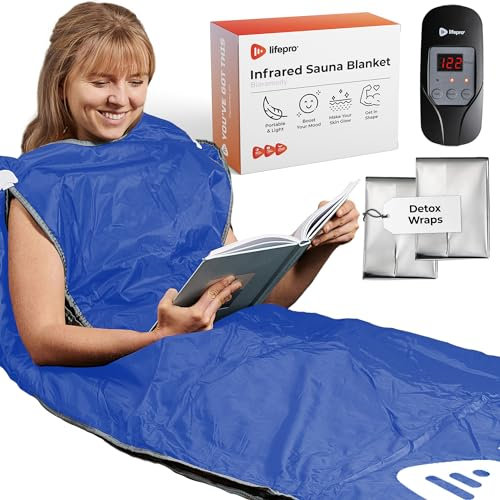 LifePro Saunadecke zur Entgiftung - Tragbare Ferninfrarot Sauna für Zuhause Detox Beruhigen Sie Ihren Körper und Geist (Regular Blue)