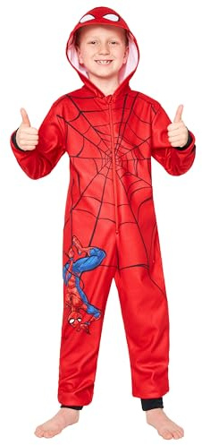Marvel Spiderman Fleece Onesie Kinder Jungen, Iron Man Avengers Ganzkörper Schlafanzug 3 bis 10 Jahren - Kinder Geschenke Jungen