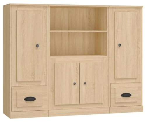 vidaXL Highboards 3 STK. Sonoma-Eiche Holzwerkstoff