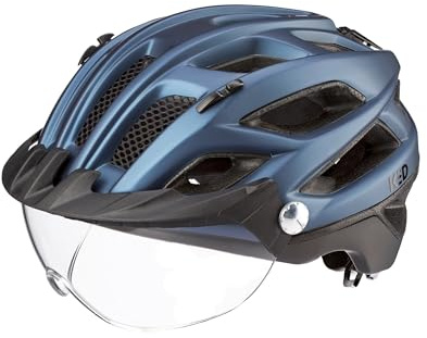 KED Covis Lite Fahrradhelm Mit Maxshell Technologie, Fidlock Magnetverschluss Und Verstellbarem Visier – Sicherer Und Komfortabler Helm | Farbe: Nightblue Black Matt| Größe:52-58 (M)