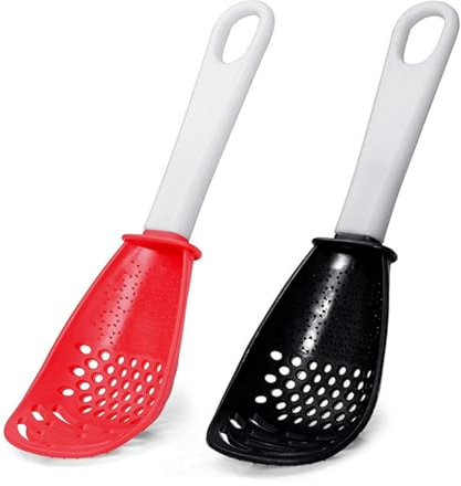2Pcs Multifunctional Cooking Spoons Slotted Kitchen Cooking Spoon Silicone Skimmer Slotted Spoon Stick Cooking Skimmers for Cooking Draining Mashing Grating Beating