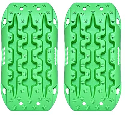 Mini-Recovery-Traktionsbretter, Traktionsreifen-Leiter und Matte, Reifen-Grip-Fahrzeug-Traktions-Recovery-Tracks für Offroad-Sand-Schnee-Schlamm-Tracks (Farbe: Grün, Größe: 22,6 x 12 Zoll - 2 Stück)