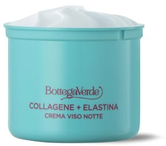 Bottega Verde - Collagene + Elastina, Ricarica Crema Viso Notte Antietà e Antirughe, 50 ml, Azione Elasticizzante, Favorisce la Produzione di Collagene e Elastina, Tutti i Tipi di Pelle