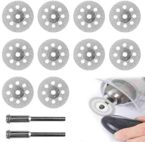 Lot de 12 disques de coupe diamant de 22 mm, disques de coupe diamant pour métal, verre, céramique, porcelaine, pierres précieuses, utilisables avec rainureuse