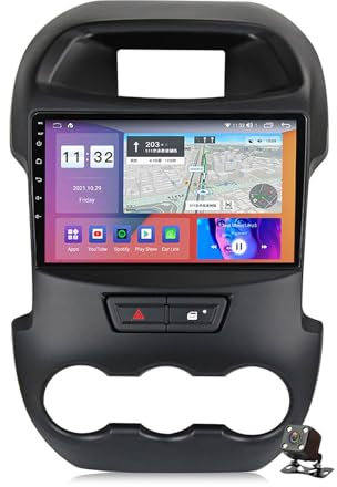PLOKM 9 Pulgadas Car Radio Doble DIN Carplay FM RDS Android 11 Car Stereo para Ranger 2011-2016 Suppot Dab + OBD2 DSP SWC GPS WiFi/BT Multimedia Play con cámara Trasera