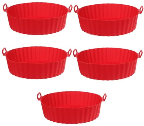 MAGICLULU 5pcs Striped Silicone Air Fryer Liner Mat for Easy Cleaning Heat-Resistant Baking Tray for Ovens Microwaves Reusable Non-Stick Design for Crispy Foods and Oven