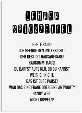 Nastami Postkarte LEHRER SPICKZETTEL Geschenk Lehrerin Abschied