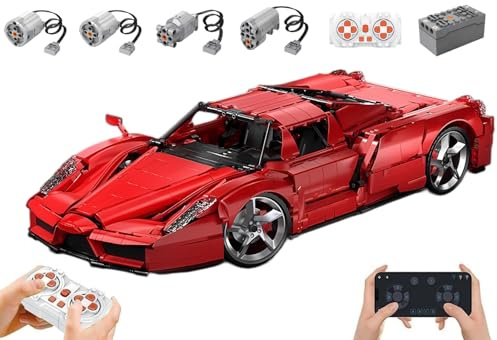Technik Auto für Ferrari Enzo, Mit 4Motoren Set, 1:8 Groß Auto Modellbausatz, 4301 Teile MOC Klemmbausteine Rennauto Set, Automodell Sammlerstück für Autofans, Keine Originalverpackung