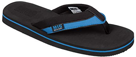 MIG - Mud Ice Gravel Mens Slip On Flip Flop Beach Sandals with Toe Post Design (4 to 5 UK (Medium, Black & Royal)