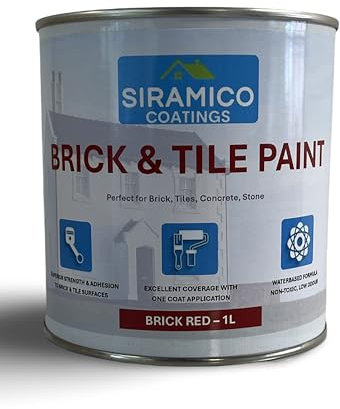 SIRAMICO COATINGS Brick & Tile Paint | 1L - Red | Matt Finish | Interior & Exterior Surfaces for Brick, Tile, Concrete & Stone