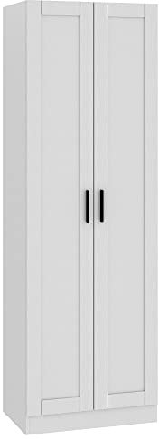Panana Wooden Storage Cabinet, 2 Doors Sideboard Organizer Unit Tall Kitchen Cupboard with Adjustable Shelves for Living Room, Bedroom, Kitchen and Hallway (White)