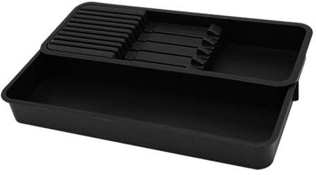 Organizer per cassetti per coltelli, portacoltelli da cucina, organizer per coltelli, cassetto posate, ripiano esteso con divisorio staccabile per bacchette, spelucchino, coltello da cucina